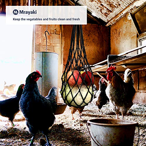 Chicken Vegetable String Bag, Poultry Fruit Holder Chicken Cabbage Feeder Treat Feeding Tool with Hook for Hens Coop Toy for Hen Goose Duck Large Birds (Black) - color: Black