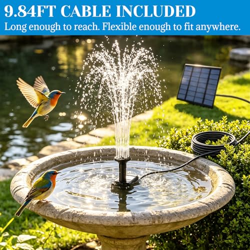 1.8W Solar Fountain Pump, Solar Pond Fountain Solar Water Fountain with Separated Solar Panel & 9.84FT Cable, Outdoor Solar Fountain for Bird Bath, Small Pond, Fish Tank, Garden Water Feature - color: 1.8w Solar Fountain Pump