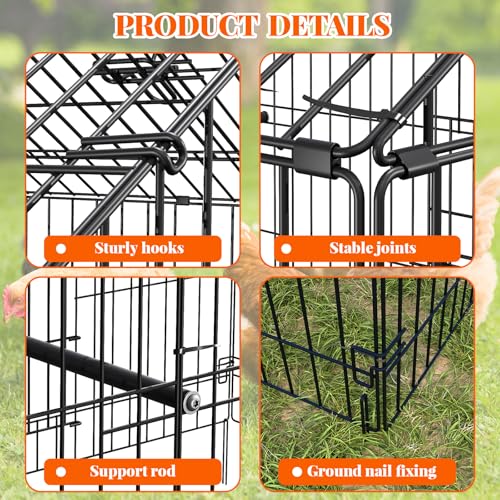 GarveeTech Chicken Coop Metal, 86 Inch & 130 Inch Length Portable Chicken Run with 4-Door, Waterproof & UV Resistant Cover, Large Multi-Pet Outdoor Cage, Duck Houses for Outside Farm Backyard - size: 130"L × 40"W × 40"H
