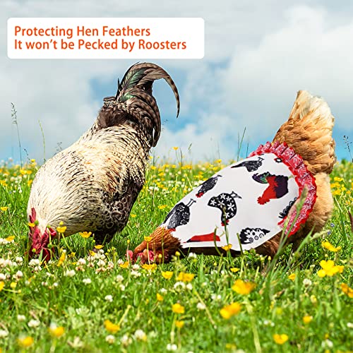 PETKNOWS 3 Pack Chicken Saddles for Hens with Elastic Straps | Cotton Fabric, Feather Protection for Small Medium Large Hens, Wing Elastic Straps, Hen Apron Care Supplies - color: Red Yellow Green
