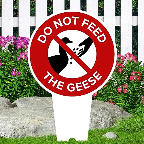 Please Do Not Feed the Geese Sign, 11"x21", Heavy Duty Integrated Ground Stakes, Indoor/Outdoor Use, Rust Free Aluminum Composite, Made in USA by My Sign center - color: Geese, size: 11"x21"