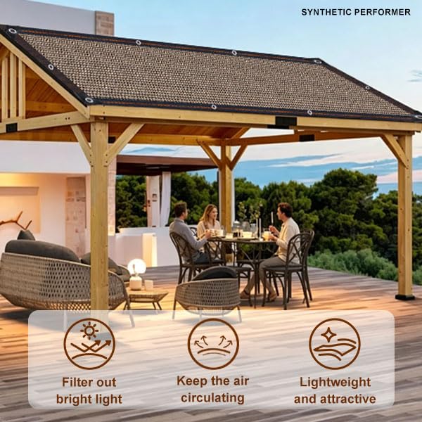 Shade Cloth Garden Plants,70% Sunblock Shade Neting -for Outdoor Garden Bed Neting Mesh Pergola Patio Lawn Sun Cloth Dog Kennel Cover Chicken Coop[Brown 5x16FT] - size: 5×16FT