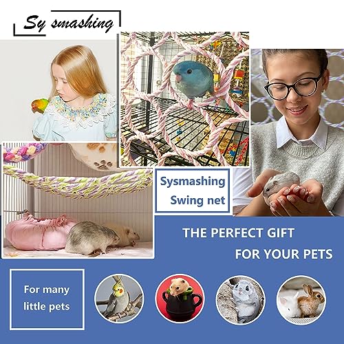 3 Pack Swing Hanging Toys,Bird Climbing Rope Net Ladders Small Medium Pet Activity Toy Suitable for Parakeet,Cockatiel,Cockatoo,Hamster,Rat,Ferret(Random Color) - color: Yellow