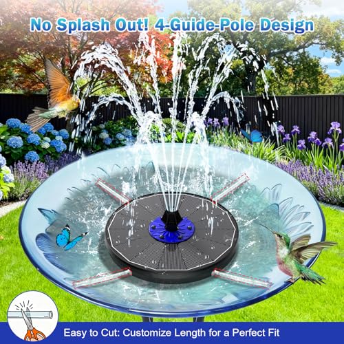 SZMP 3.5W Upgraded Glass Panel Solar Fountain with RGB Night Show, Anti-Drift Fixer & 7 Nozzles, Strong Floating Bird Bath Fountain for Garden, Pond, Outdoor (Black) - color: Black