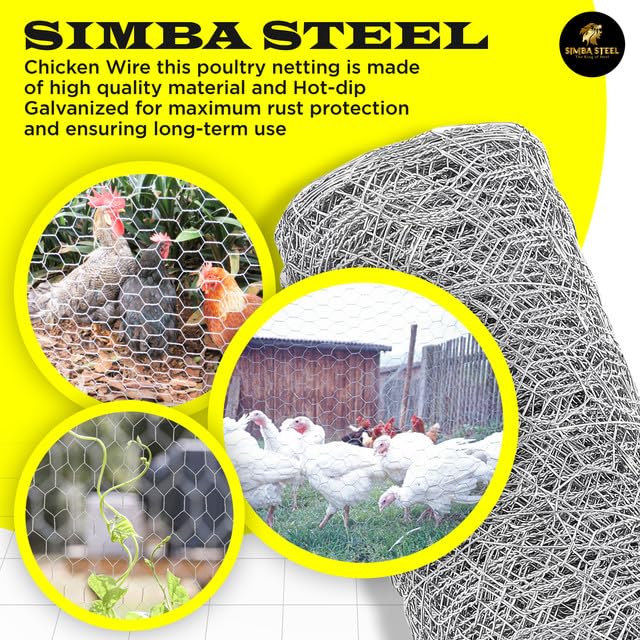 Chicken Wire 12 in x 150 FT x 2” Mesh x 20GA | Poultry Wire Netting | Hot Dipped Galvanised | Hexagonal Galvanized Mesh for Chicken Coop, Rabbit Cage, Fence Barrier PM12x150x2 - style: 12 in x 150 FT x 2 in