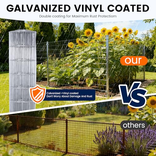 Galvanized Welded Wire Fence, 5Ft x 50Ft 15GA Garden Chicken Wire Fence Roll, Wire mesh Fence Size 2" x 4" Metal Fencing, Ideal for Animal Enclosures, Property Protection, Garden Fence, Rabbit Fence