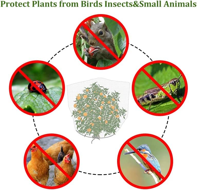 Agfabric Bird Netting 30" Hx60 W Garden Netting Insect Pest Barrier,Plant Cover Fruit Tree Netting Mesh Protection Bag with Zipper,White - size: 30"x60"