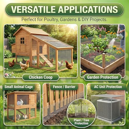 HIHADUUM 16'' x 20' Hardware Cloth 1/4 inch 23 Gauge, Hot-dip Galvanized After Welding, Chicken Coop Wire Fence Wire Mesh Screen, Rabbit/Snake Fences, Netting Wire Cloth Galvanized Wire Mesh Roll | Rust-Resistant Protection for Gardens, Poultry & Outdoor