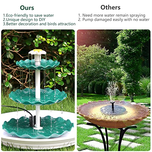 AISITIN 3.5W Solar Fountain with 3 Tiered Bird Bath, DIY Solar Water Pump | 2026 Detachable Solar Powered Fountain Pump for Bird Bath, Garden, Fish Tank and Outdoor Bird Feeder