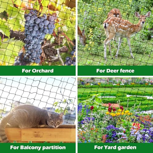 BSTPCOO 50'x50' with 2" Mesh Netting for Chicken Coop with Bird Scare Tape | Heavy Duty Nylon Bird Netting, Hawk Nettings for Chicken Run, Poultry Nettings, Chicken Netting Roof Deer Net with Cable Ties - size: 50'×50'-2''