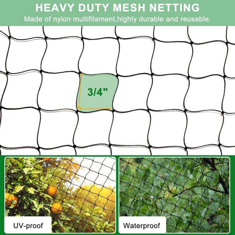 BSTPCOO 25'x25' Bird Netting for Chicken Coop, 3/4" Mesh Nylon Netting | Poultry Netting, Chicken Net Roof Hawk, Aviary Net Deer Fence Pests Trellis Garden Net for Fruits Trees Plant Vegetable - size: 25'×25'-3/4''