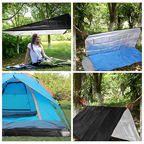 Heavy Duty Reflective Survival Space Blanket, Multipurpose Emergency Thermal Blanket for All Weather, Black - color: Silver Black