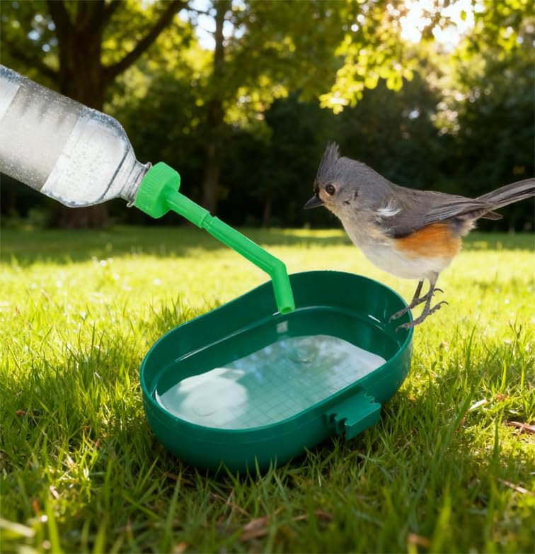 4 Pack Seed Food Feeding Cup, Bird Cage Plastic Seed Water Feeder Cups, Small Bird Plastic Feeder for Parrot Parakeet Budgie Gamefowl Poultry Pigeon