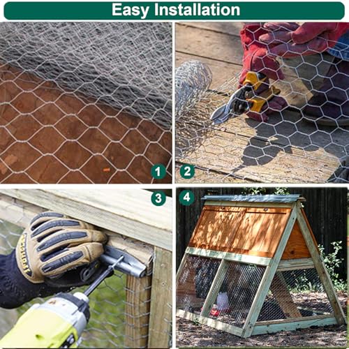 Chicken Wire Fencing, 16 in x 472 in (40cm x 12m) Chicken Wire Mesh Roll, 1 in Mesh Poultry Wire Netting, Anti-Rust Hexagonal Galvanized for Chicken Coop Crafts Garden Fence with 50 Zip Ties - size: 16 x 472 Inches-1 Inch Mesh