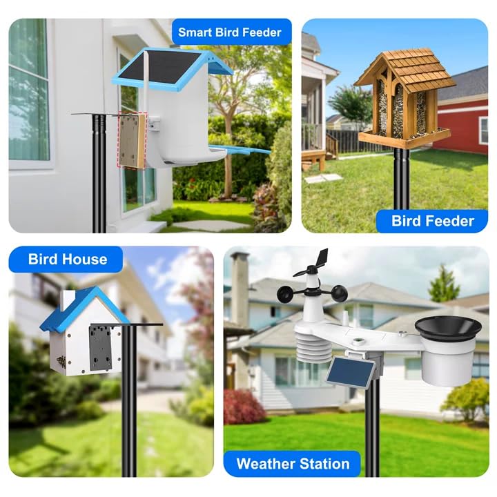 Ottsuls Bird Feeder Pole, 76 Inch Heavy Duty Bird House Pole Kit for Outdoors, with Wooden Board, 5-Prong Base Feeding Station for Wild Birds Watching, Adjustable Feeder Stand (House Not Included) - size: 76 IN-1Pack