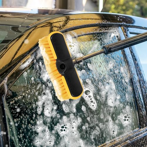 Car Wash Brush, 10'' Soft Bristle Scrub Rv Brush Head for Washing Exterior | Outdoor Broom and Truck Brush for Cleaning Window, Wall, House Floor, Deck, Patio, Boat, Vehicles