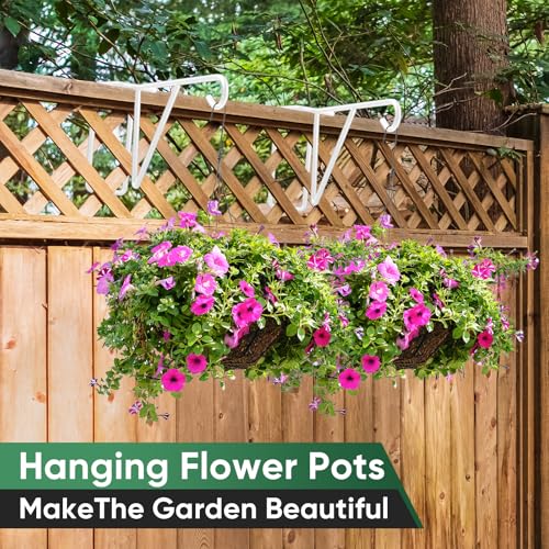 4 Pack Vinyl Fence Hooks, Heavy Duty Durable White Fence Plant Hangers for Outdoor, Over The Fence Hooks, Patio Hooks for Hanging Plants, Flower Baskets, Bird feeders, Lights, Pool Equipment - color: White