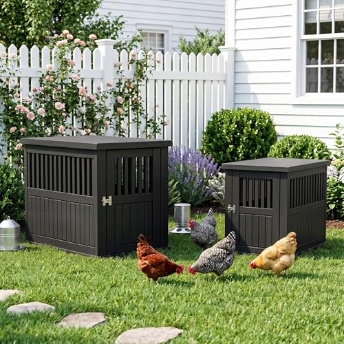 Durable Resin Chicken Coop End Table, Weatherproof (Black) - color: New Black, size: 29.7"L x 21.3"W x 25.3"H
