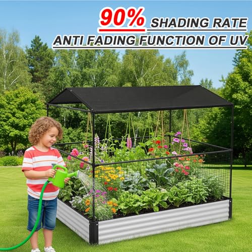 SUNNY GUARD Sun Shade Cloth, 6.5 x 10 FT Black HDPE Mesh | 85-95% Breathable shade cover creates a cooler space for plants, vegetables, greenhouses, patios, chicken coops, and kennels - color: 90 SHADE-BLACK, size: 6.5 FT x 10 FT