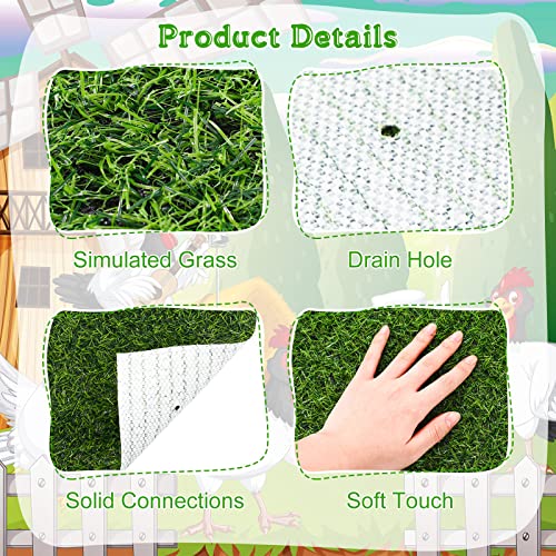 Zhengmy 12 Pcs Chickens Nesting Pads Set Nest Box Bedding Washable Nesting Pads for Chicken Coop, Artificial Grass Rug Carpet Synthetic Turf Mat, 12 x 12 x 1.2 Inches(Green) - color: Green