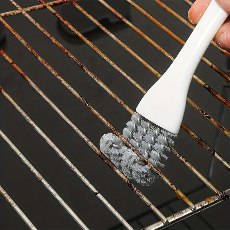 Oven and BBQ Cleaning Brush, Curved Head Brush with Scraper for Stove, Grill Grates, Oven Racks, Kitchen Crevices and Bird Cage – 16cm, 1 Pack