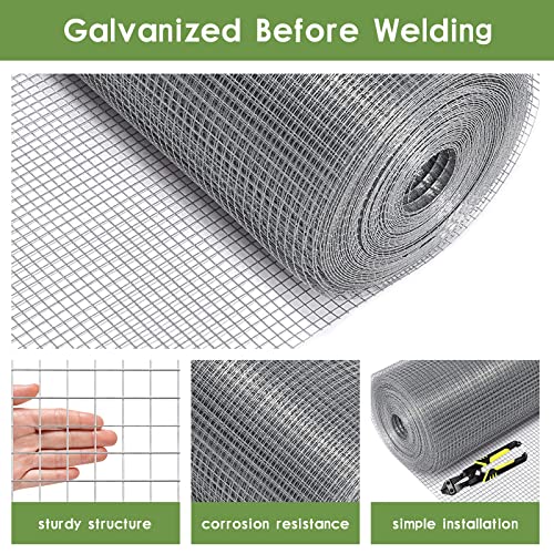 Tongmo 48" x 100' Hardware Cloth, 1inch Mesh Galvanized Chicken Wire Fence, 19 Gauge Welded Wire Roll,Garden Fence, Poultry Netting for Rabbit/Duck/Chicken Coop