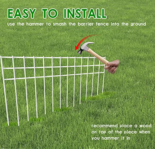 24x15-inch No Dig Animal Barrier Fence, 10 Pack White Dig Protective Fence with 1.5 inch Spike spacing, Dog/Rabbit/Groundhog Underground Defence, for Outdoor Garden Patio - size: 10 pack 24x15-inch white
