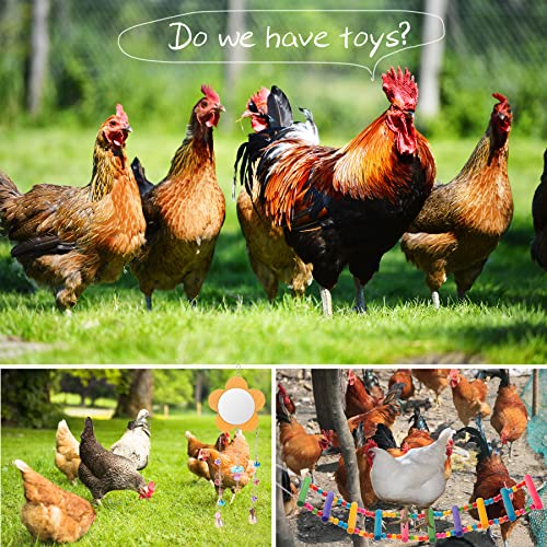 Chicken Toys for Coop 7PCS, KAKUNM Chicken Xylophone, Swing Set, Mirror Toy, Flexible Ladder, Vegetable String Bag and Hanging Feeder - color: 7PCS