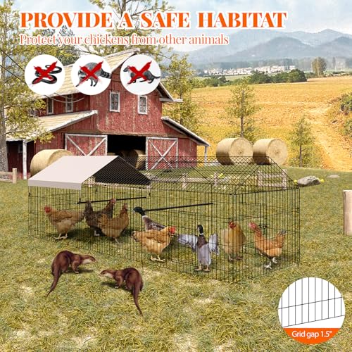 GarveeTech Chicken Coop Metal, 86 Inch & 130 Inch Length Portable Chicken Run with 4-Door, Waterproof & UV Resistant Cover, Large Multi-Pet Outdoor Cage, Duck Houses for Outside Farm Backyard - size: 130"L × 40"W × 40"H