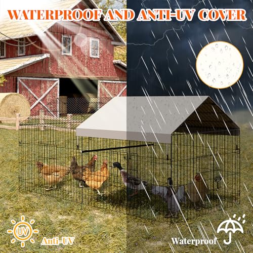 GarveeTech Chicken Coop Metal, 86 Inch & 130 Inch Length Portable Chicken Run with 4-Door, Waterproof & UV Resistant Cover, Large Multi-Pet Outdoor Cage, Duck Houses for Outside Farm Backyard - size: 86.6"L x 39.4"W x 39.4"H