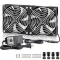 GDSTIME Dual 120mm AC Powered Fan with Variable Speed Controller 110V 120V | 2x120mm 240mm Computer Fan with AC Plug, for RV Fridge, Server Cabinet, Grow Rack, DIY Cooling Ventilation Exhaust Projects - size: 2x 120mm fan