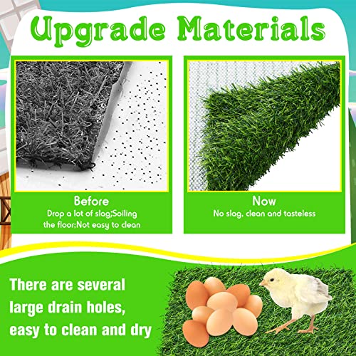 Zhengmy 12 Pcs Chickens Nesting Pads Set Nest Box Bedding Washable Nesting Pads for Chicken Coop, Artificial Grass Rug Carpet Synthetic Turf Mat, 12 x 12 x 1.2 Inches(Green) - color: Green