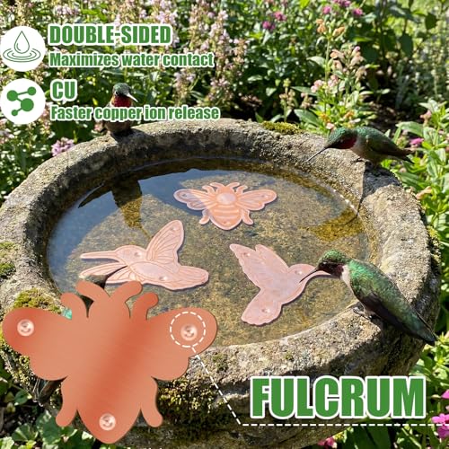 4 Pack Pure Copper Disk for Bird Bath Water Cleaner,Bee | Triple-point Support, Outdoor Bowl Purification, Algae Prevention Safe, Pure Copper Discs, Flower Petal Design Shapes - size: Bee