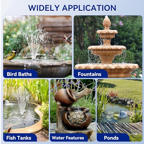 Antfraer Solar Fountain Pump for Bird Bath, 8W Solar Water Fountain Pump with Dry-Run Protection & Double-Layer Nozzles, Solar Powered Fountain with 5Ft Tubing for Small Pond, Bird Bath, Water Feature - style: 8W