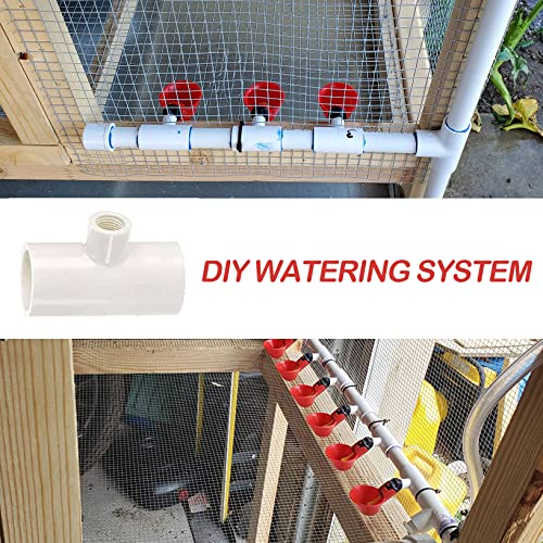 Pack of 30 Chicken Waterer PVC Tee Fittings Waterer Fully Automatic Poultry Waterers PVC Fittings for Threaded Poultry Waterer Cups Nipples Feeders