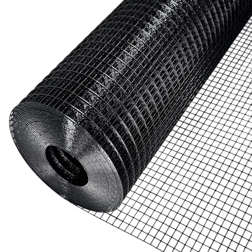 Black Vinyl Coated Hardware Cloth 1/2 Inch 48inchx100foot 19 Gauge | Black PVC Coated Welded Wire Mesh Roll, Welded Wire Fencing Chicken Wire Mesh Roll Cage Wire Netting, Rabbit Cage - size: 1/2" x 1/2" 48" x 100'
