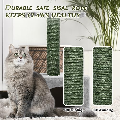 Green Sisal Rope, 1/4 Inch, 32-Feet, for Cat Scratching Post, DIY Hemp Twine, 6mm, 10m - color: Green, size: 1/4 inch by 32 feet