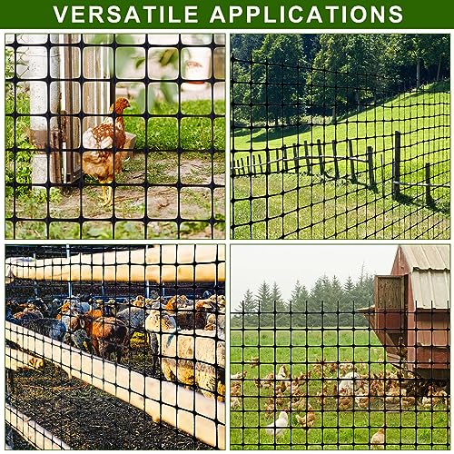 Windyun 2 Roll Plastic Mesh Fence, Black Safety Temporary Garden Fencing Animal Barrier Netting for Animal Deer Rabbit Chicken Dog Poultry Construction Snow Fence Patio(100 ft) - size: 100 ft