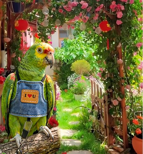 Bird Flight Harness Vest, Parrot Flight Suit with Leash Adjustable Bird Flying Clothes Outdoor Training Traction Rope for Parakeets Cockatiels Conures Budgies Cockatiel-Blue,L - color: Blue
