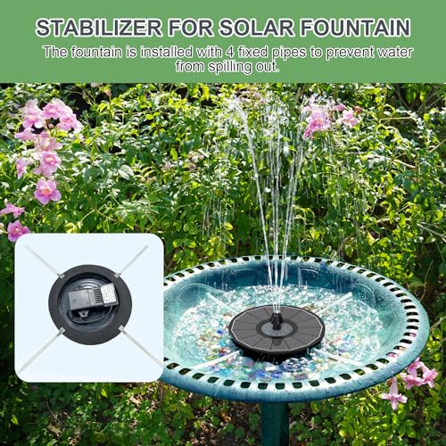 Yzert Solar Fountain for Bird Bath Direct Sunlight High Efficiency 3.5W Glass Panel Solar Water Fountain Outdoor Garden Flower (Black) - color: Black