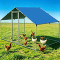 BUCATSTATE Large Metal Chicken Coop 6.6FT x 9.8FT x 6.6FT Outdoor Walk-in Chicken Run, Heavy Duty Poultry Cage for 9-13 Hens, Predator Proof with Thick Waterproof PE Cover & Dual Lock Doors