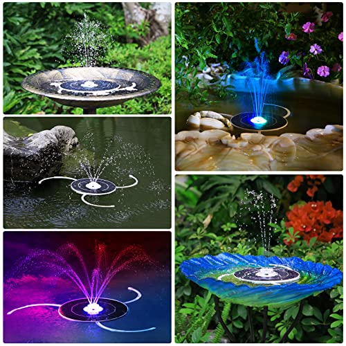 AISITIN 3.5W Solar Fountain with Lights & 1500mAh Battery Backup | Solar Powered Bird Bath Fountain with 6 Nozzles, Perfect for Ponds, Pools, Gardens, and Fish Tanks – Day and Night Use