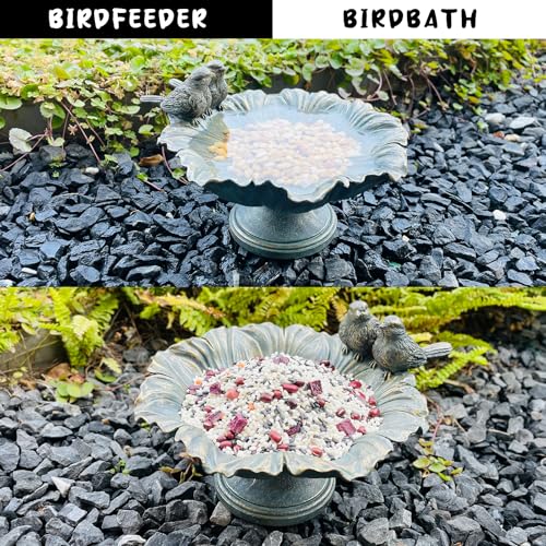 Bird Baths for Outdoors, Resin Pedestal Bird Bath Bowl with Bird Accents, Garden Decoration Bird Feeder for Patio, Lawn, Yard, or Table Decor - color: Hummingbird Feeder
