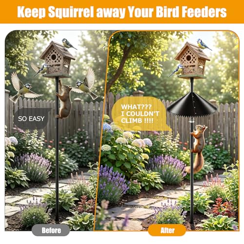 2 Pack Spring Squirrel Baffle for Bird Feeder Pole, 19 Inch | Wrap Around Squirrel Guard, Spiked Edges, Outdoor Bird Feeder Protector, For Shepherd's Hook