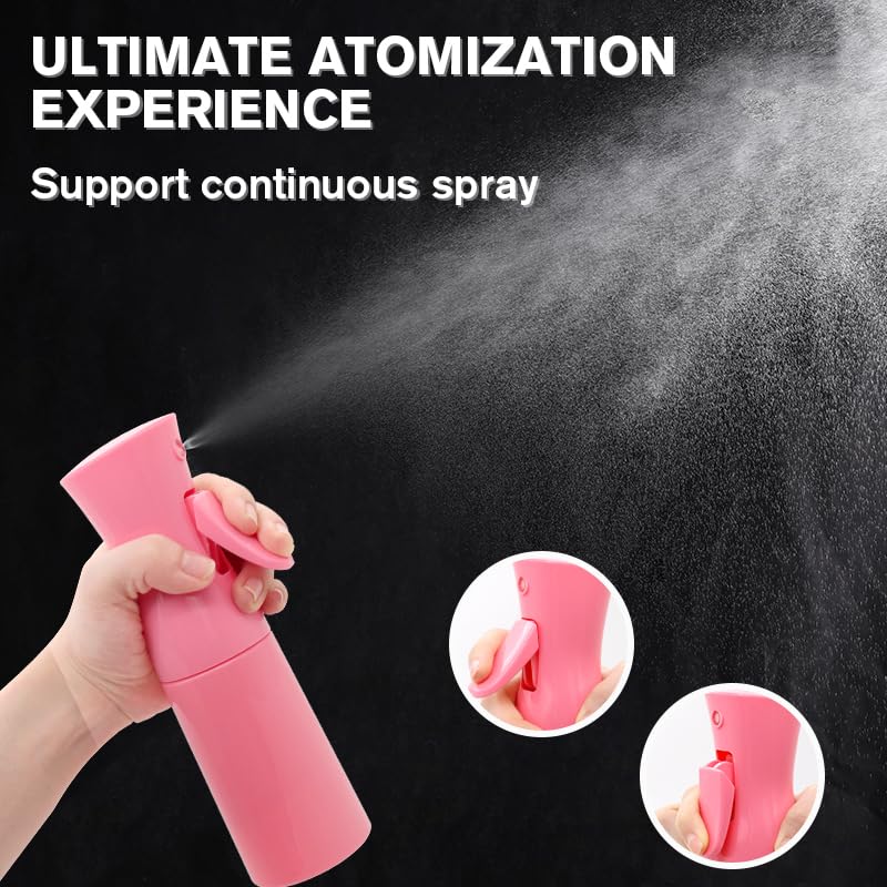 Empty Spray bottles, Spray Water Bottle Fine Mist Refillable, Continuous Spray Bottle for Hair, Skin Care, Planting, Showering Pets, Travel, Cleaning & Home (Pink 2Pack
