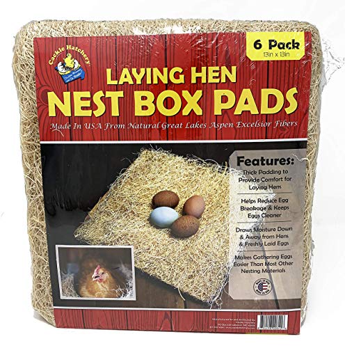Laying Hen Nest Box Pads Made in USA from Sustainable Aspen Exceslior - 13x13 Nesting Box Liners (6-Pack) - size: 6-Pack