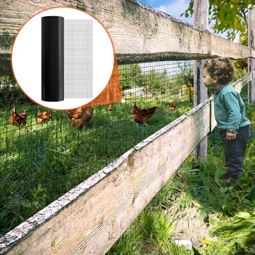 VEVOR Hardware Cloth, 48'' x 100' 1/2inch Galvanized Wire Mesh Roll, 19 Gauge Chicken Wire Fencing Roll, Vinyl Coating Metal Wire Mesh for Chicken Coop Barrier, Rabbit Snake Fences, Poultry Enclosures - size: 1/2inch 48'' x 100'