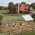Takywep Walk-in Metal Chicken Coop, 9.8×19.7×6.6FT Galvanized Poultry Cage with Spire Roof, Waterproof UV Cover & Dual Doors, Heavy Duty Large Hen House for Backyard Farm, Suitable for Duck Quail - size: 118.1"L x 236.2"W x 78.7"H
