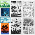 CHGCRAFT 4 Pcs Landscape Silhouette Pattern Clear Stamps Tree Branches Seaside Beach Silicone Stamp Seal for DIY Scrapbooking and Card Making Paper Craft Decor 6.3 × 4.3 Inch - style: Landscape Silhouette