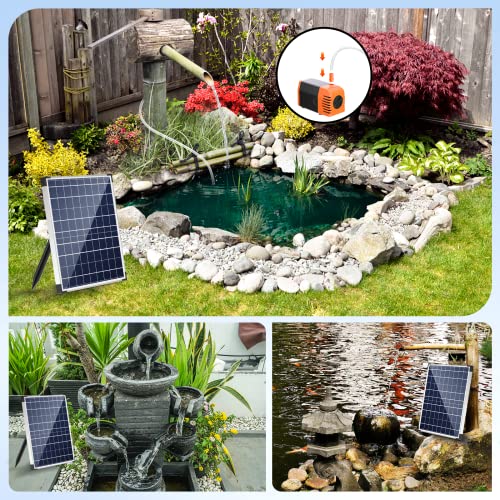Antfraer 25W Solar Pond Pump, Solar Water Fountain Pump with 320GPH Adjustable Flow, Solar Water Pump with 7 Nozzles, 6.6ft Tubing, Dry Run Protection for Garden, Ponds, Waterfall, Fountain - style: 25W